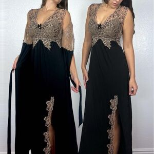 Vintage Romantic Lace Robe & Nightgown Set Glam Luxurious Y2K Whimsygoth